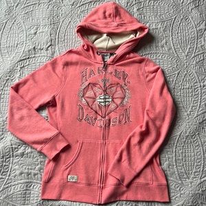 Harley-Davidson Pink Zip Hoodie - Large